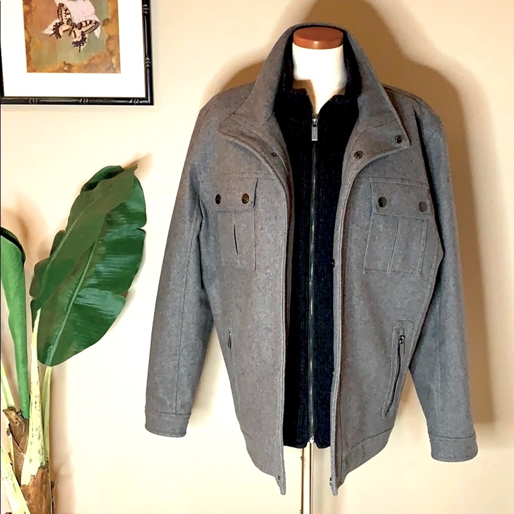 Michael Kors Gray Military-Inspired Field Jacket